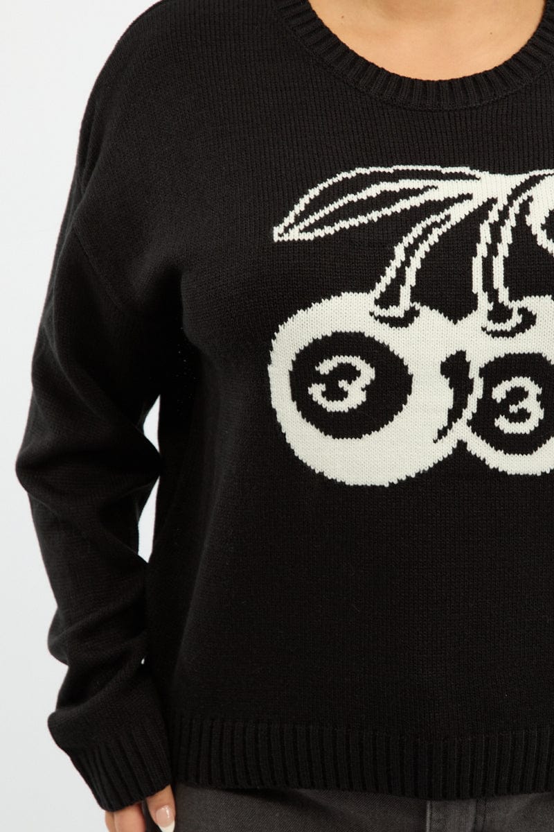 Black Cherry Knit Top Long Sleeve for YouandAll Fashion