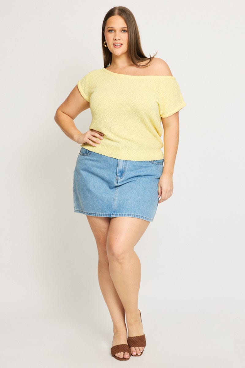 Yellow Asymmetrical Knit Top for YouandAll Fashion