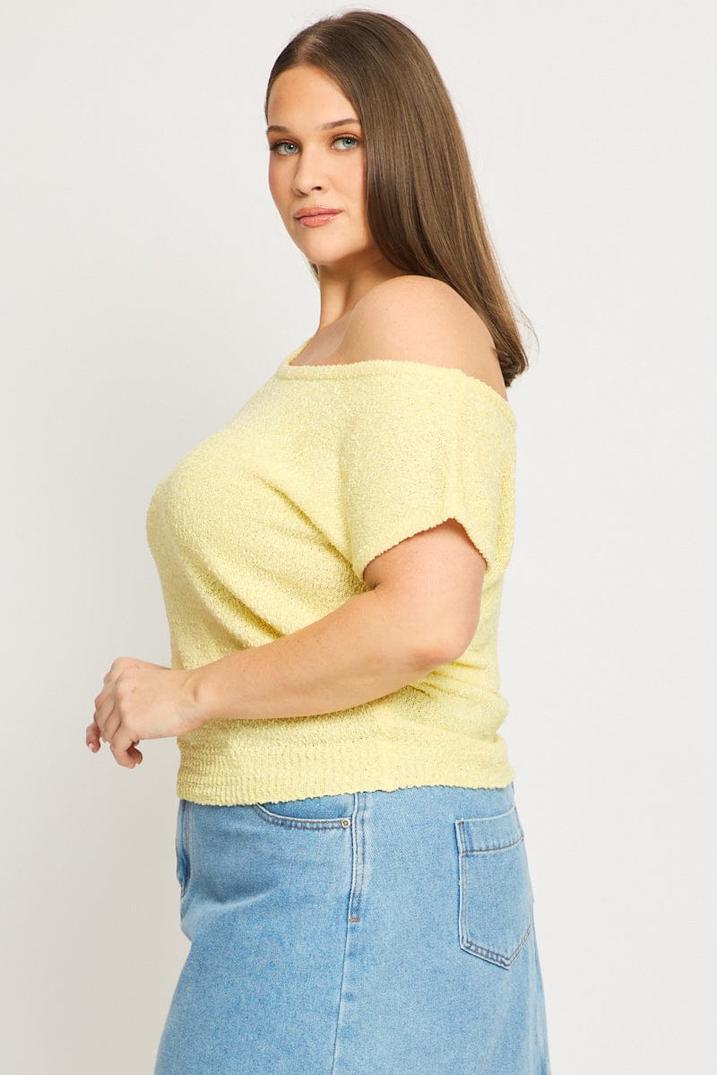 Yellow Asymmetrical Knit Top for YouandAll Fashion