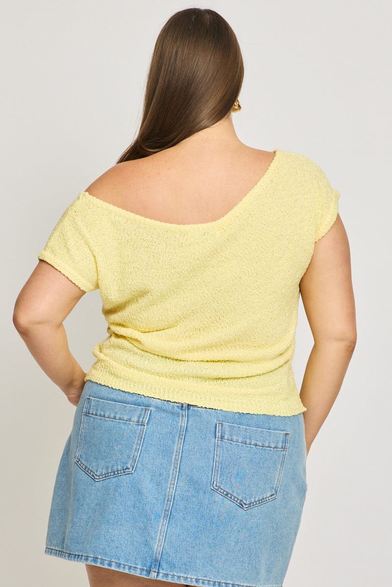 Yellow Asymmetrical Knit Top for YouandAll Fashion