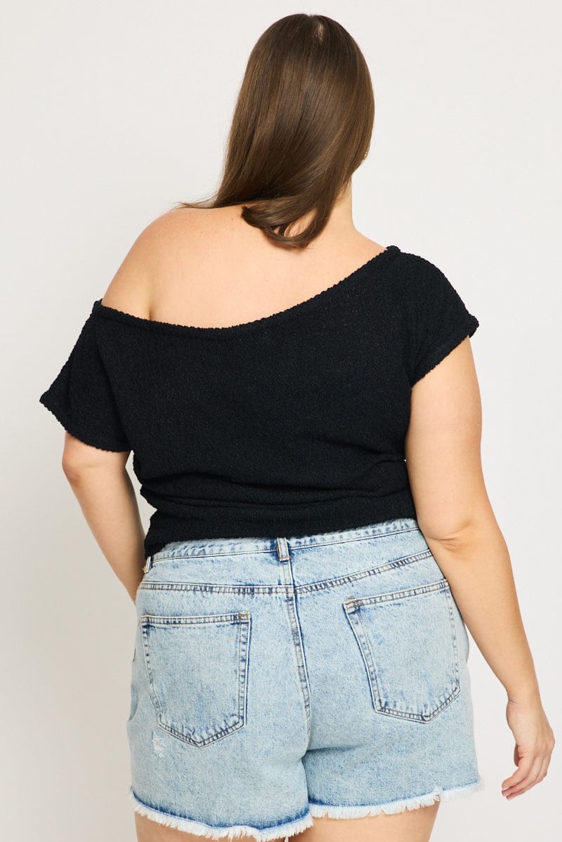 Black Asymmetric Knit Top for YouandAll Fashion