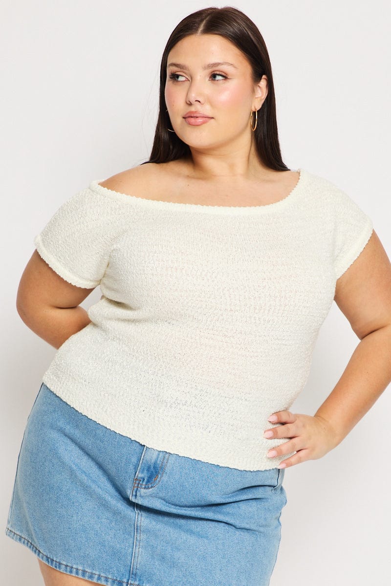 White Asymmetric Knit Top for YouandAll Fashion