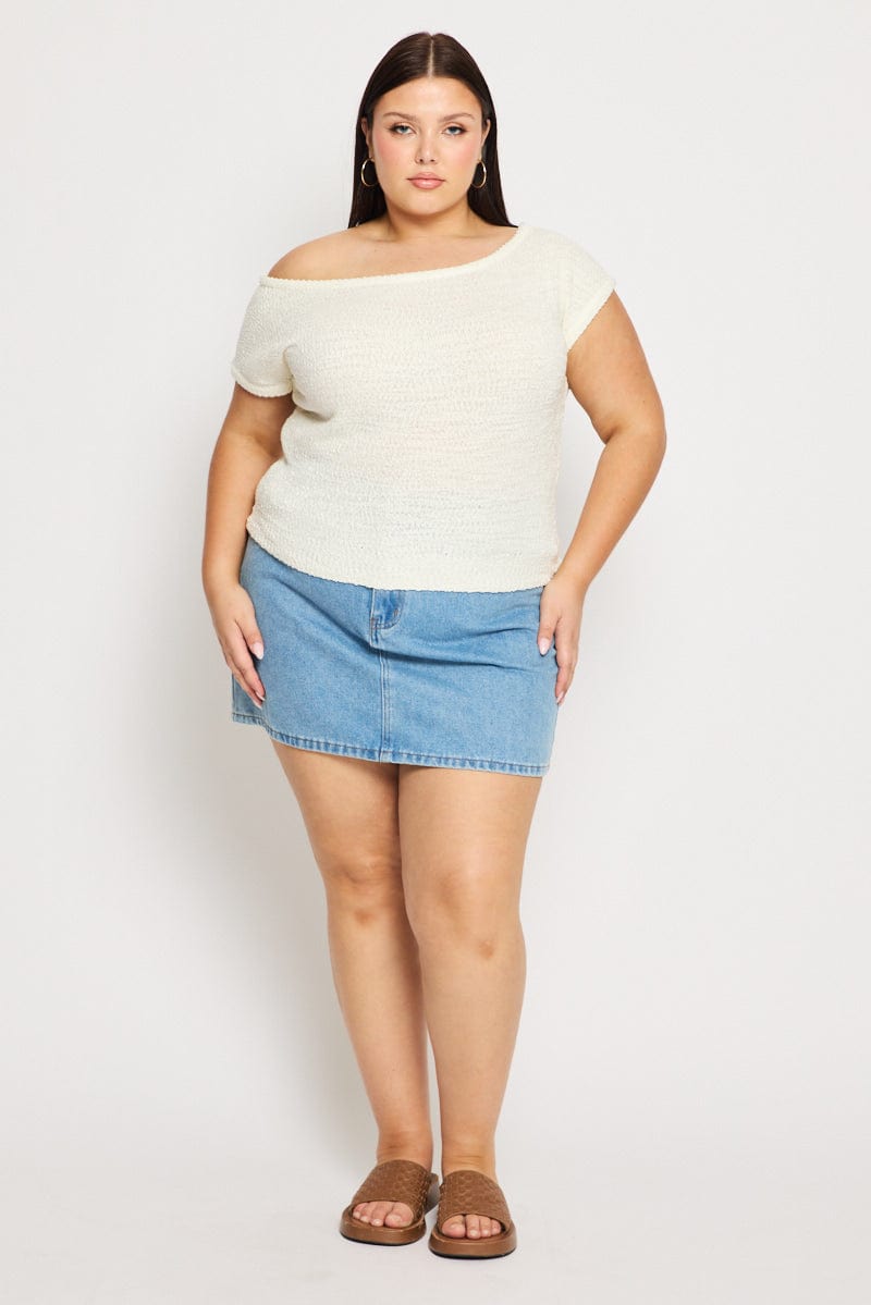 White Asymmetric Knit Top for YouandAll Fashion