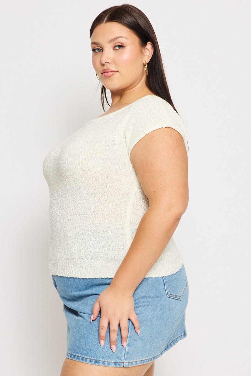 White Asymmetric Knit Top for YouandAll Fashion
