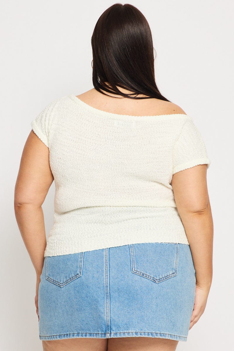 White Asymmetric Knit Top for YouandAll Fashion