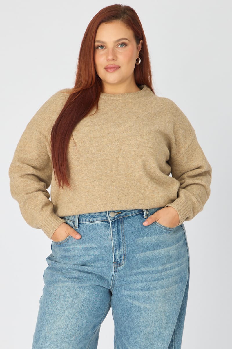 Beige Soft Knit Jumper Long Sleeve for YouandAll Fashion