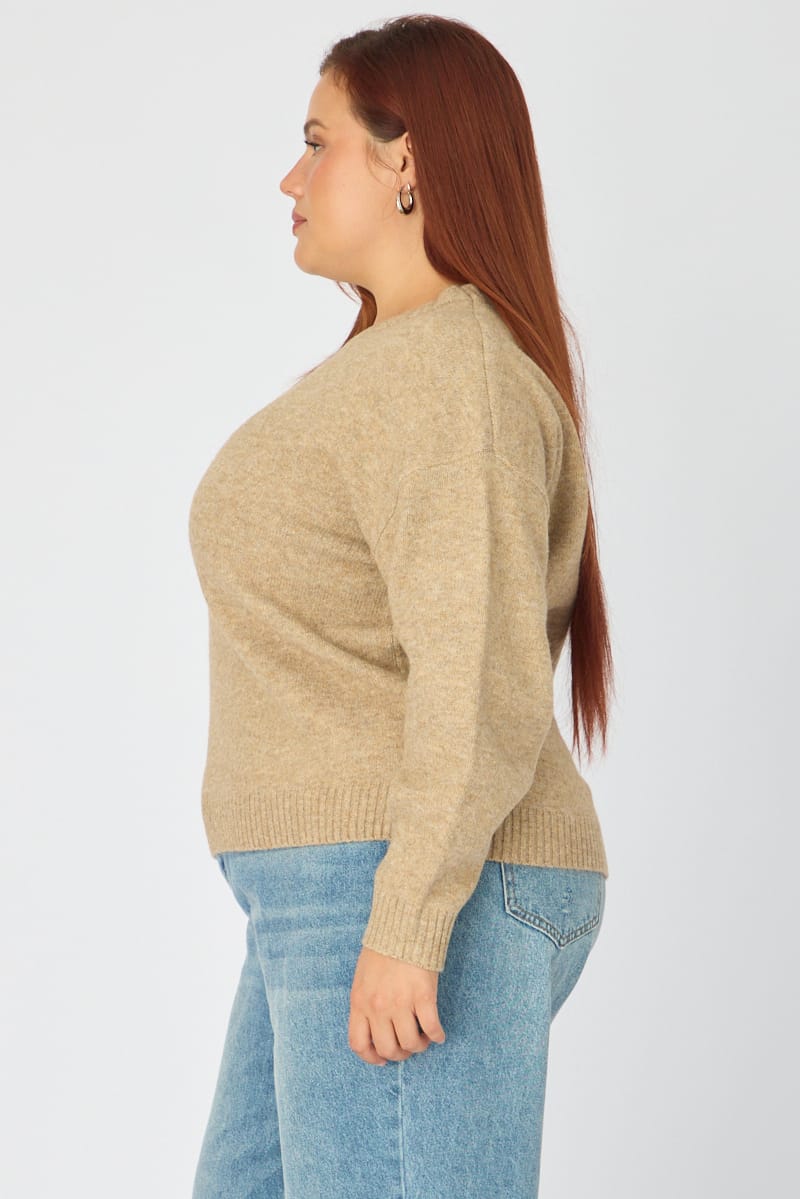 Beige Soft Knit Jumper Long Sleeve for YouandAll Fashion