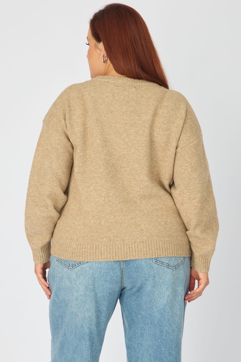 Beige Soft Knit Jumper Long Sleeve for YouandAll Fashion