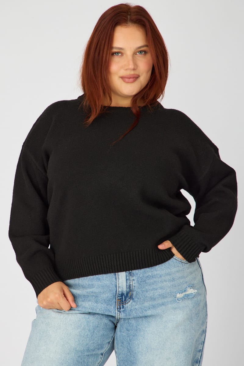 Black Soft Knit Jumper Long Sleeve for YouandAll Fashion