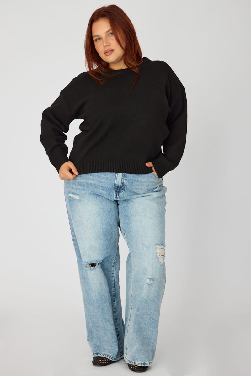 Black Soft Knit Jumper Long Sleeve for YouandAll Fashion