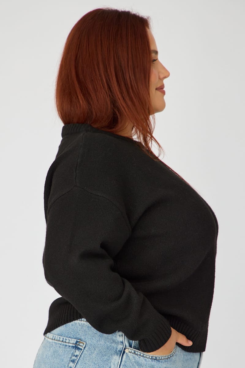 Black Soft Knit Jumper Long Sleeve for YouandAll Fashion