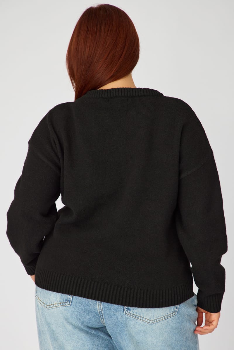 Black Soft Knit Jumper Long Sleeve for YouandAll Fashion