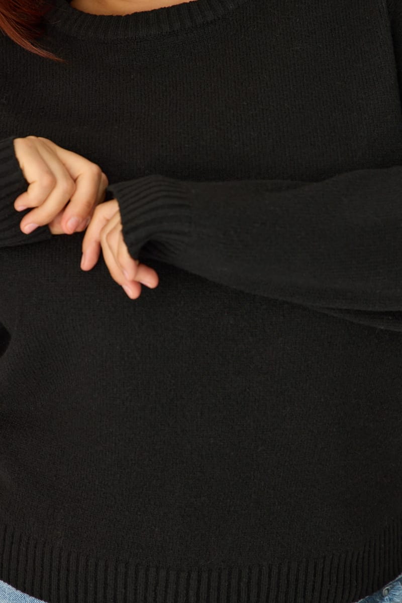 Black Soft Knit Jumper Long Sleeve for YouandAll Fashion