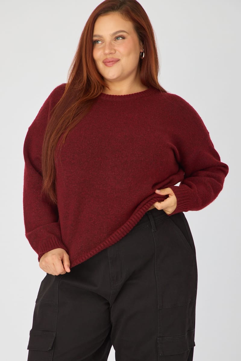 Red Soft Knit Jumper Long Sleeve for YouandAll Fashion