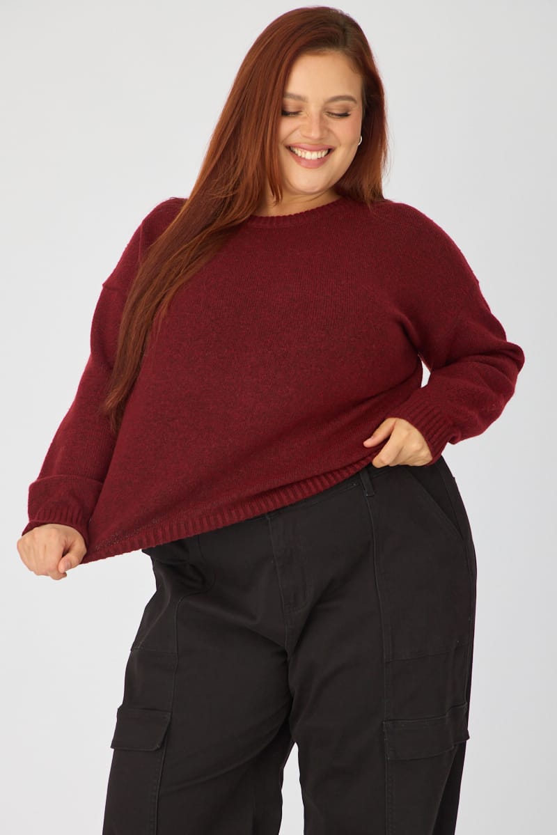 Red Soft Knit Jumper Long Sleeve for YouandAll Fashion