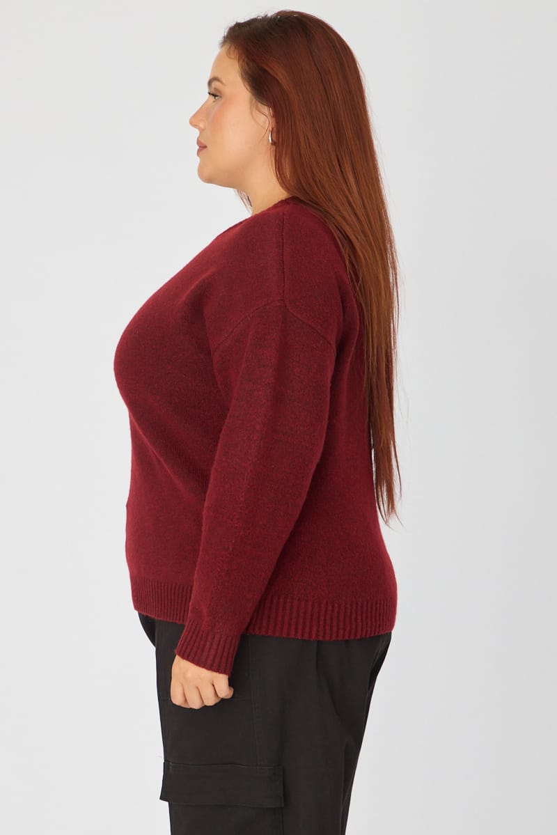 Red Soft Knit Jumper Long Sleeve for YouandAll Fashion