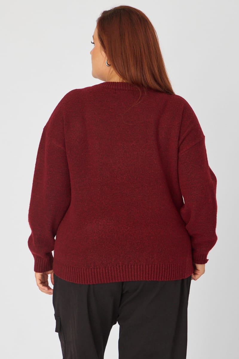 Red Soft Knit Jumper Long Sleeve for YouandAll Fashion