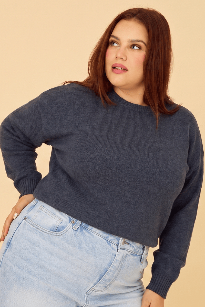 Blue Soft Knit Jumper Long Sleeve for YouandAll Fashion