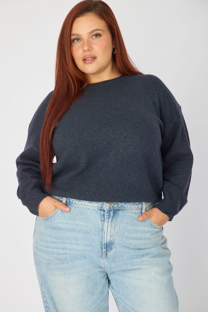 Blue Soft Knit Jumper Long Sleeve for YouandAll Fashion