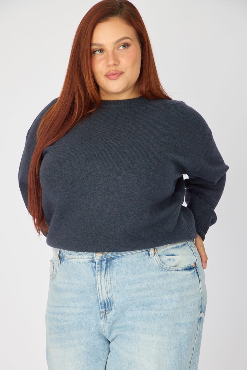Blue Soft Knit Jumper Long Sleeve for YouandAll Fashion