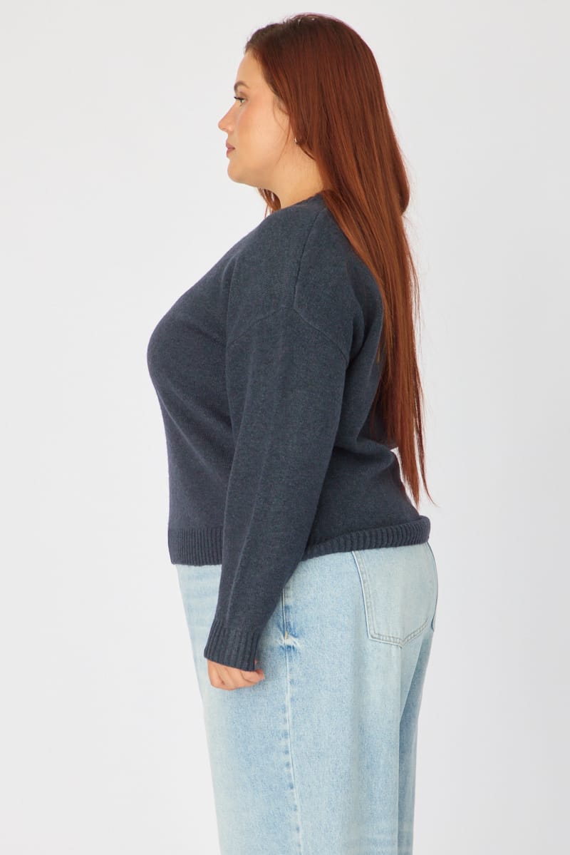 Blue Soft Knit Jumper Long Sleeve for YouandAll Fashion