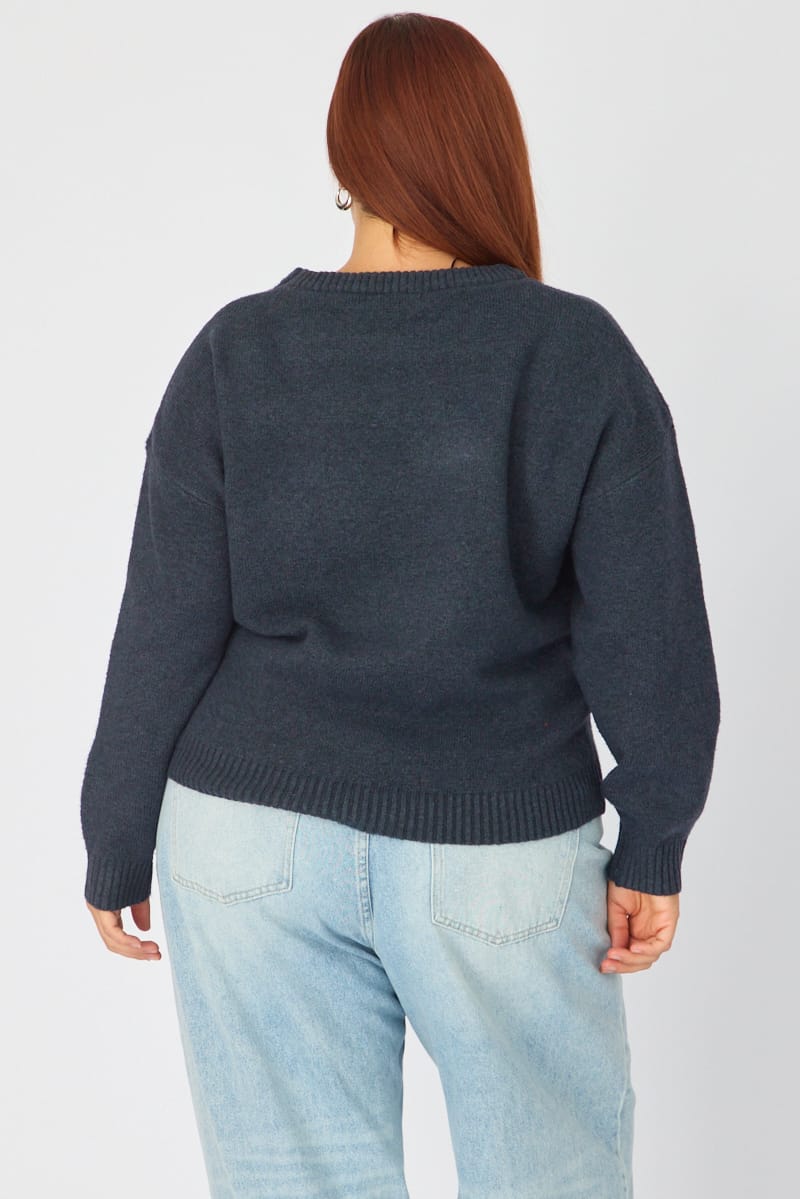 Blue Soft Knit Jumper Long Sleeve for YouandAll Fashion