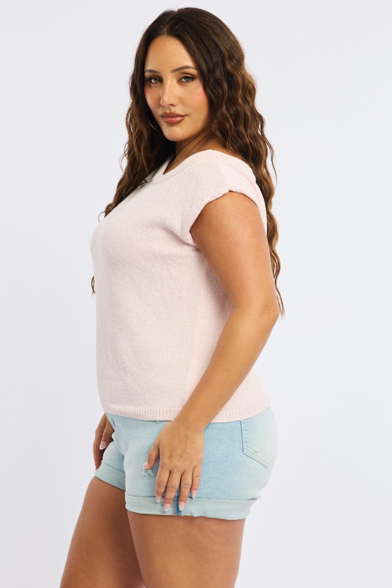 Pink Knit Top One Shoulder for YouandAll Fashion