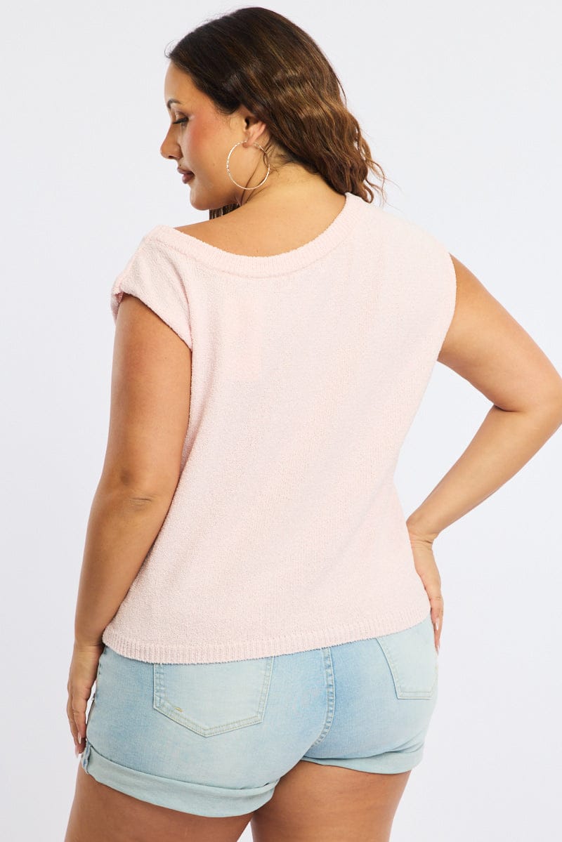 Pink Knit Top One Shoulder for YouandAll Fashion