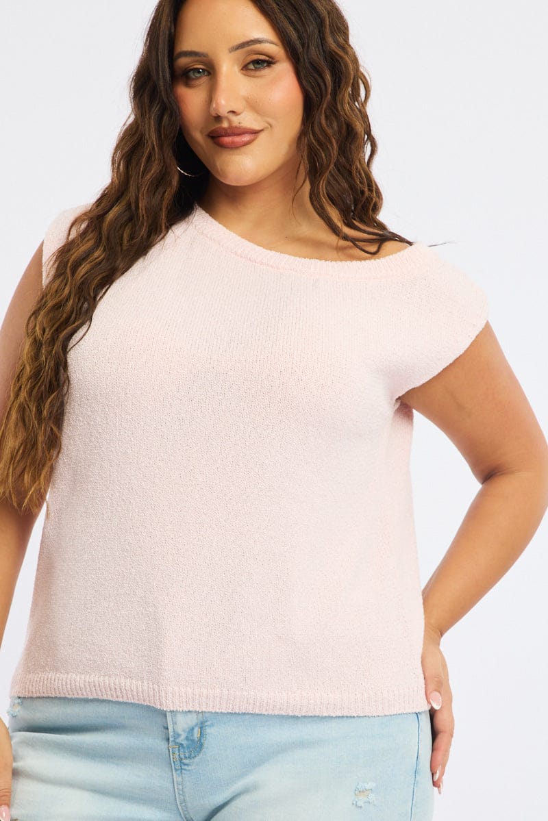 Pink Knit Top One Shoulder for YouandAll Fashion