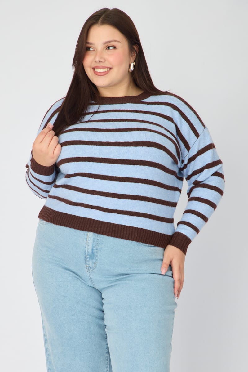 Brown Stripe Striped Knitted Jumper for YouandAll Fashion