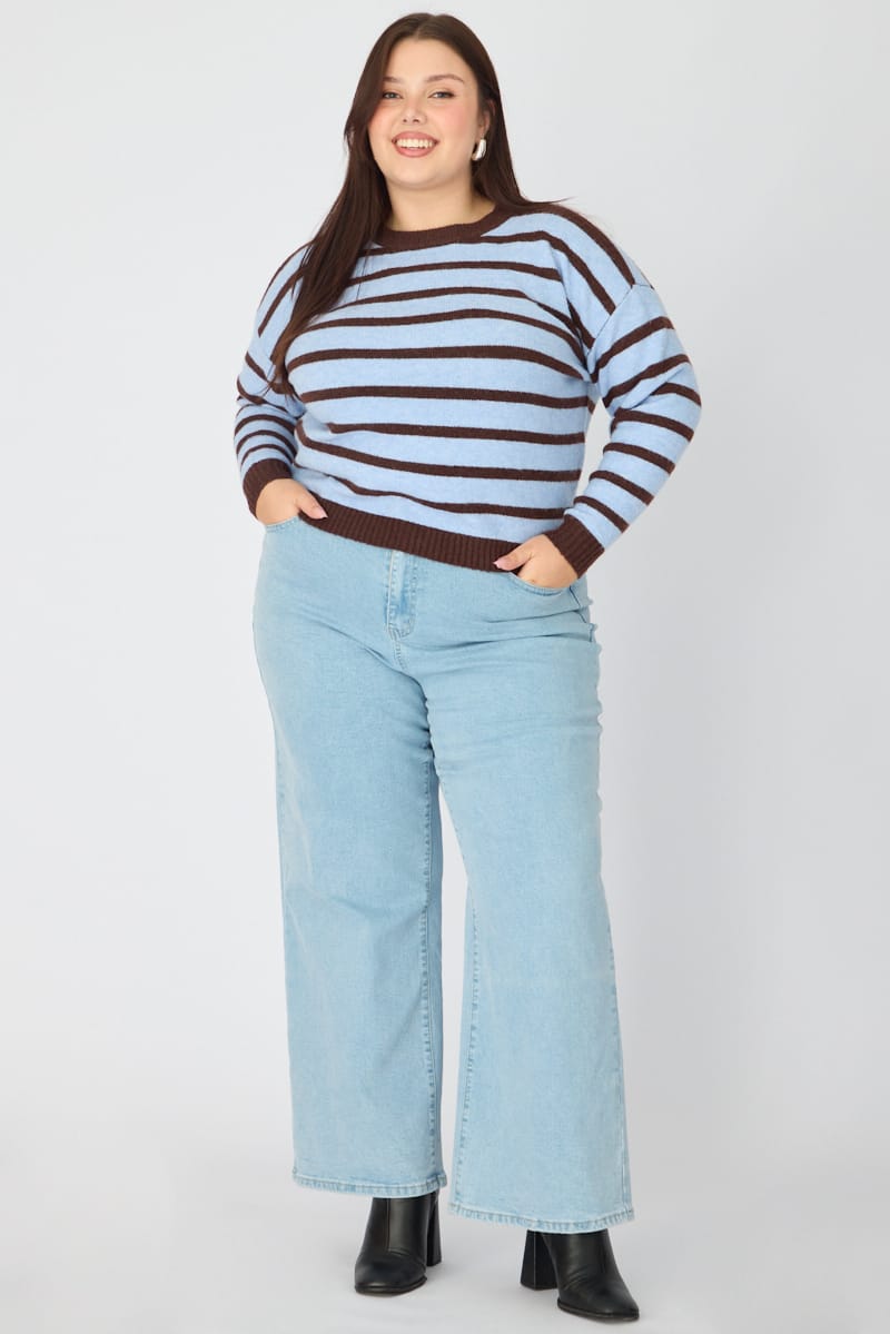 Brown Stripe Striped Knitted Jumper for YouandAll Fashion