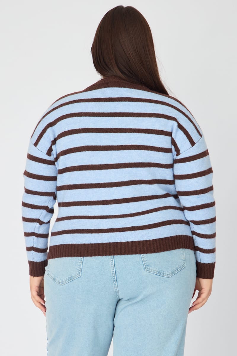 Brown Stripe Striped Knitted Jumper for YouandAll Fashion