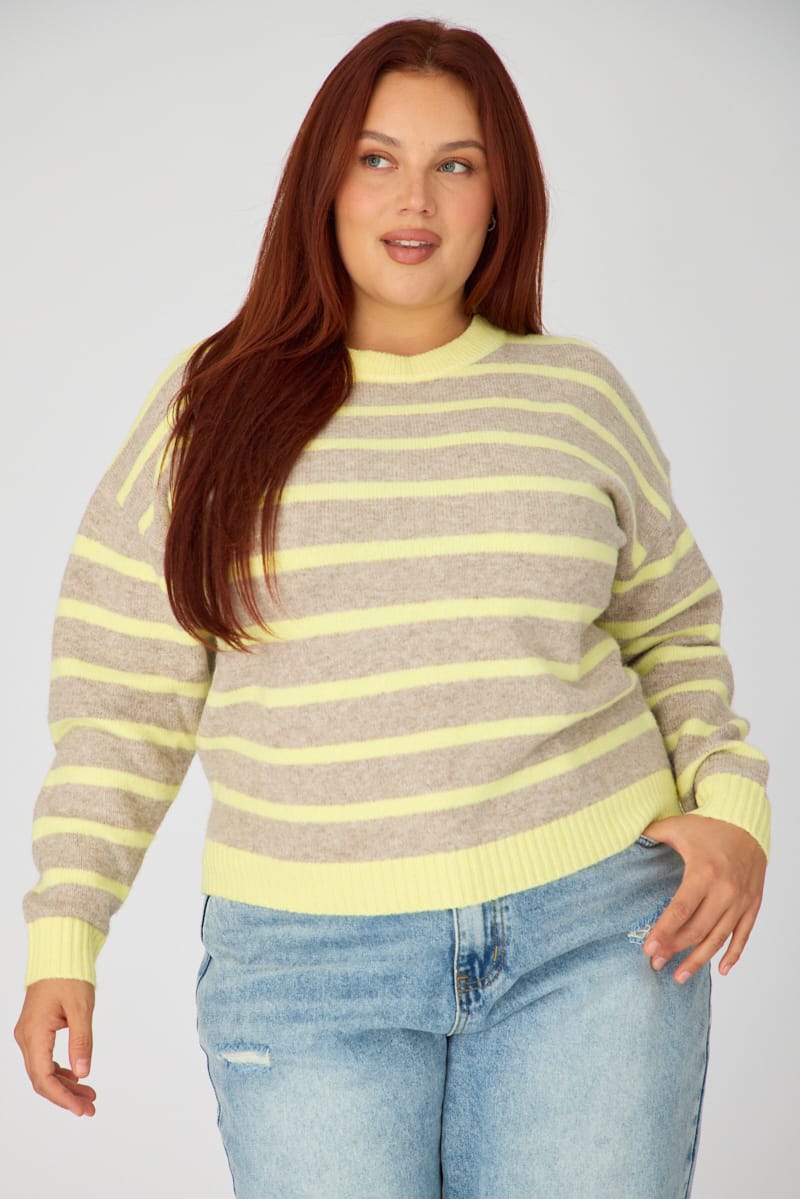 Yellow Stripe Striped Knitted Jumper for YouandAll Fashion