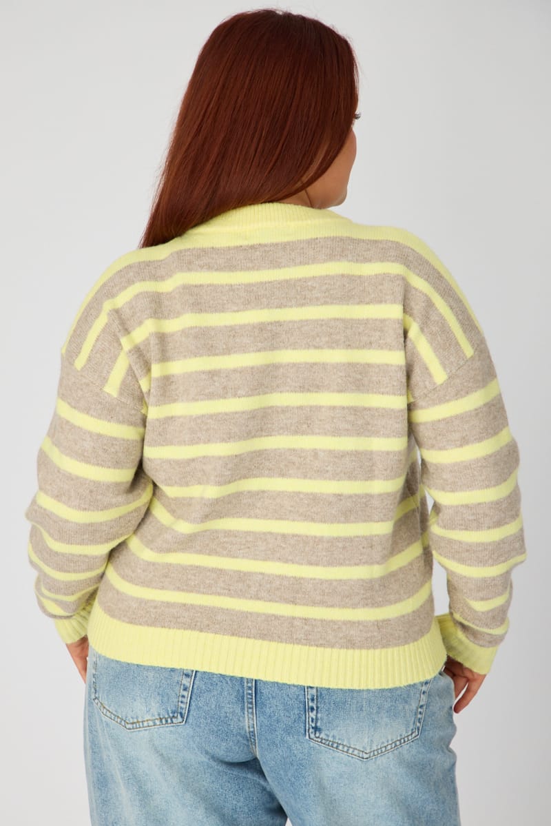 Yellow Stripe Striped Knitted Jumper for YouandAll Fashion
