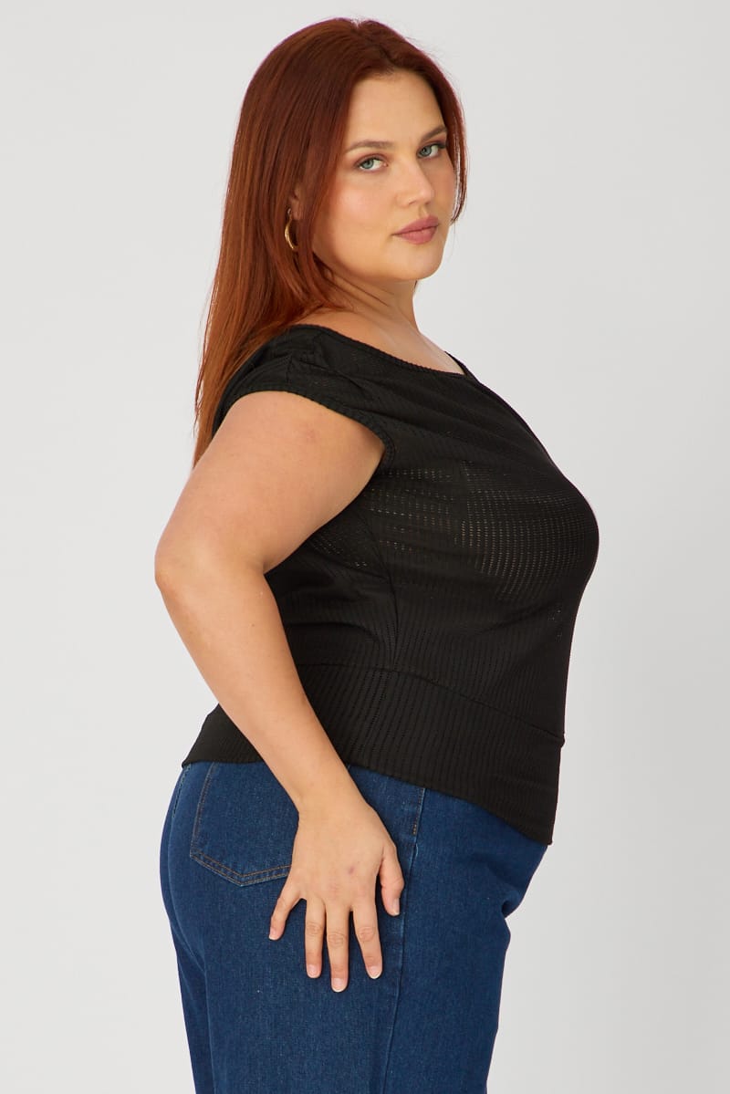 Black Off-shoulder Textured Top for YouandAll Fashion