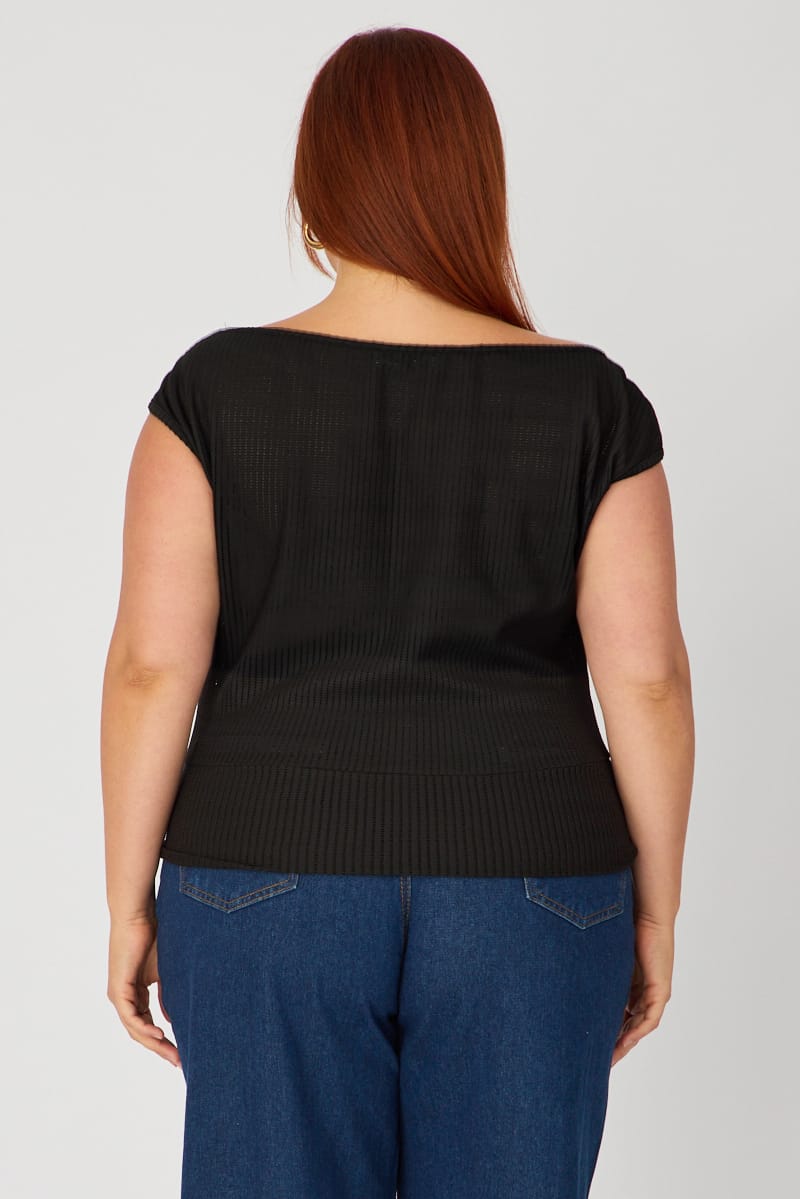 Black Off-shoulder Textured Top for YouandAll Fashion