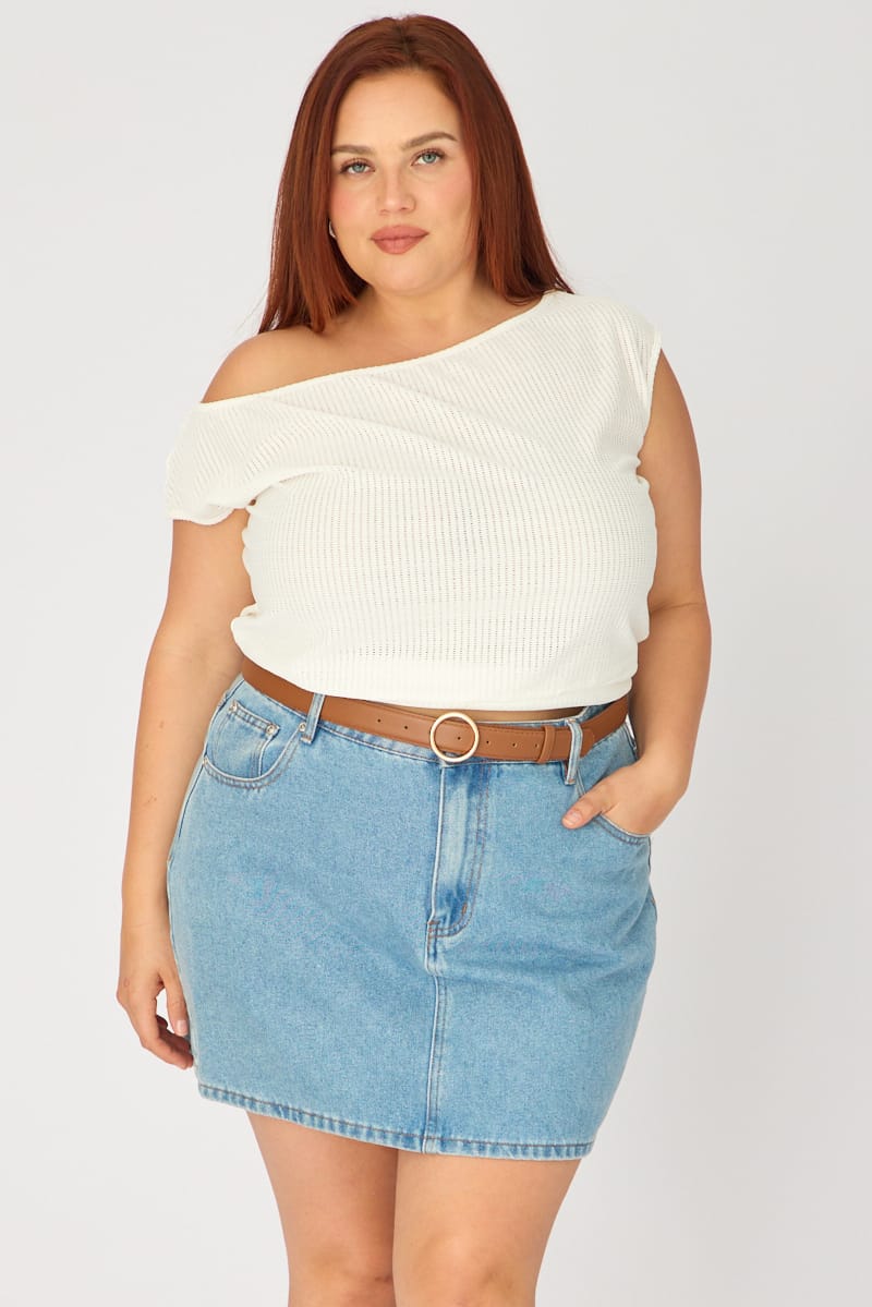 White Off-shoulder Knit Top for YouandAll Fashion