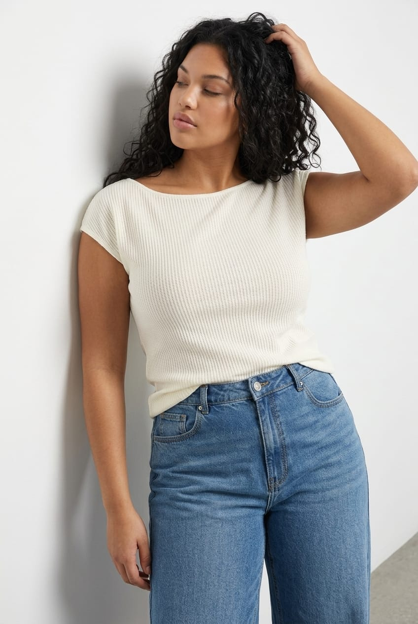 White Off-shoulder Textured Top for YouandAll Fashion