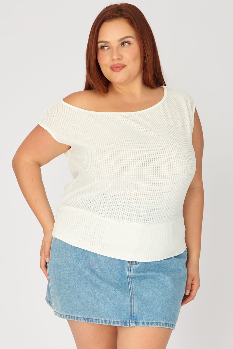 White Off-shoulder Knit Top for YouandAll Fashion