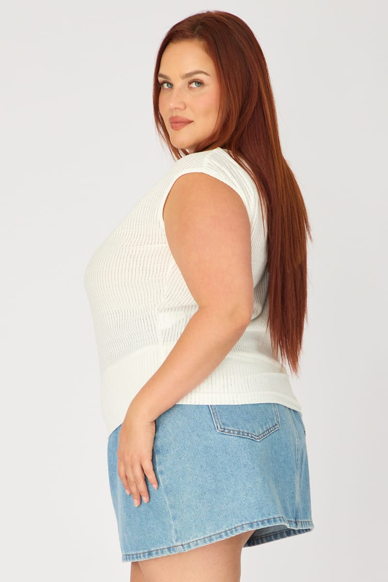 White Off-shoulder Knit Top for YouandAll Fashion