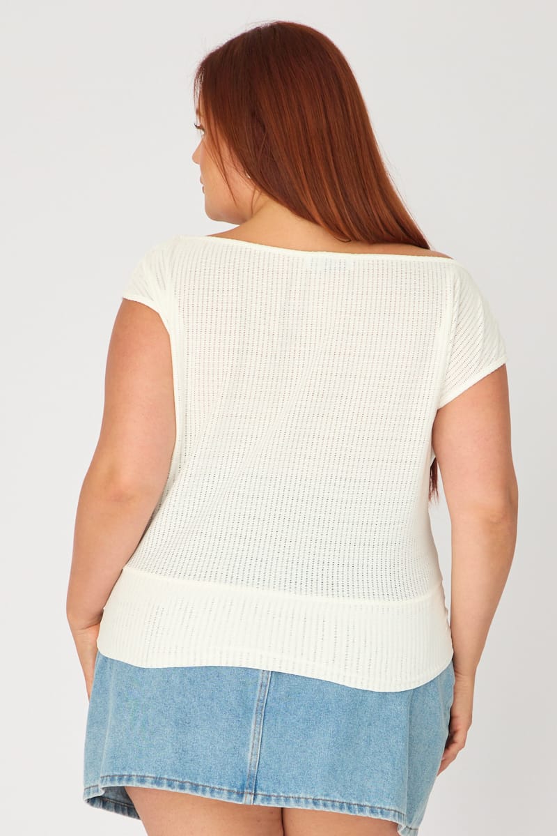 White Off-shoulder Textured Top for YouandAll Fashion