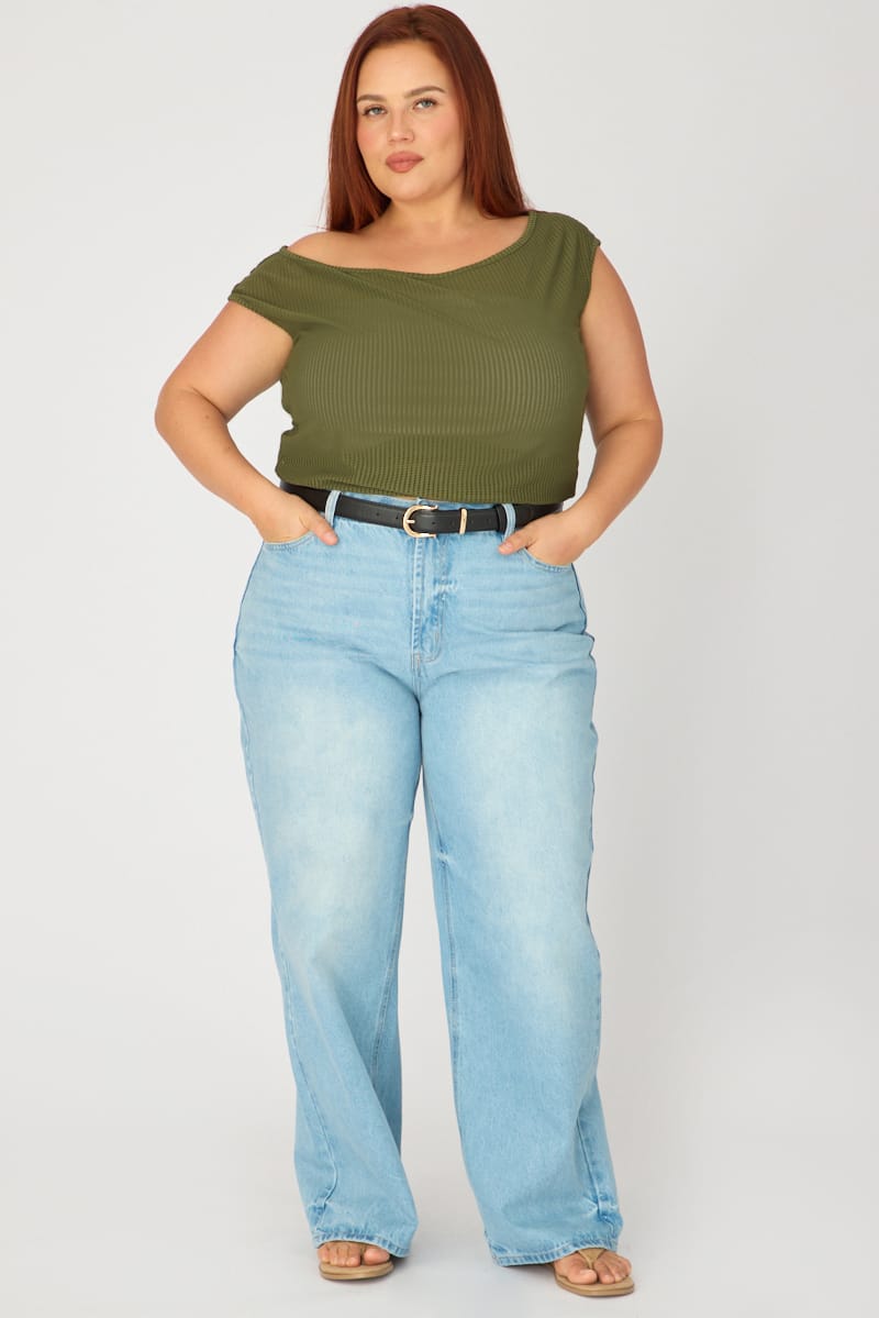 Green Off-shoulder Knit Top for YouandAll Fashion