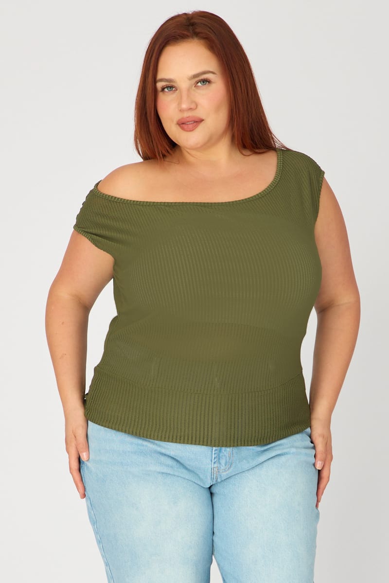 Green Off-shoulder Knit Top for YouandAll Fashion