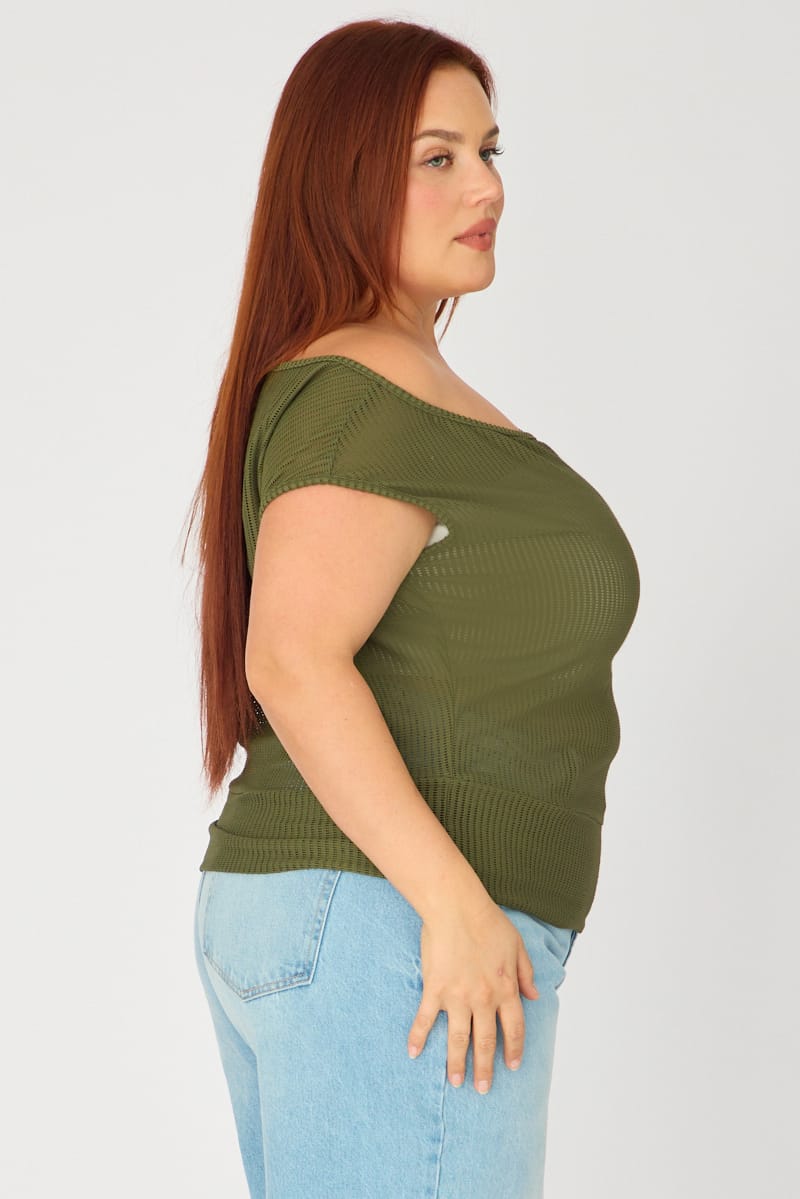 Green Off-shoulder Knit Top for YouandAll Fashion