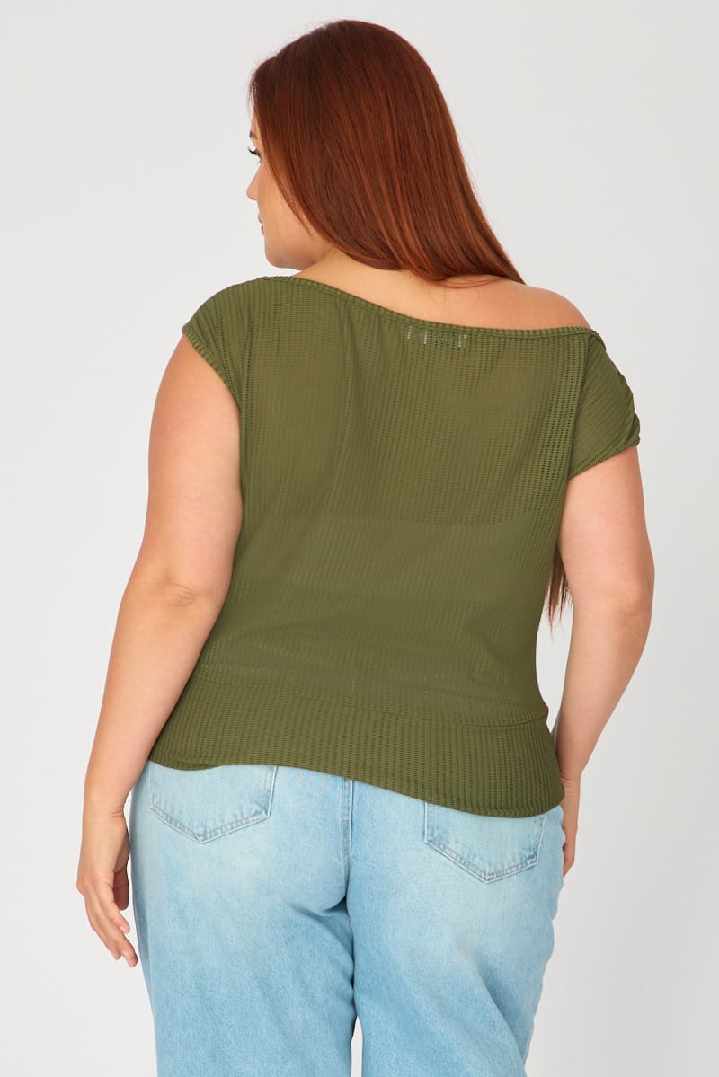 Green Off-shoulder Textured Top for YouandAll Fashion