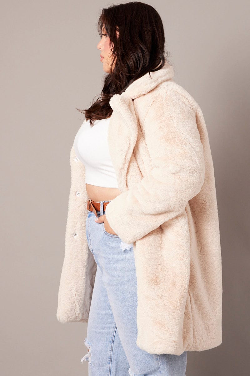 White Faux Fur Longline Coat for YouandAll Fashion