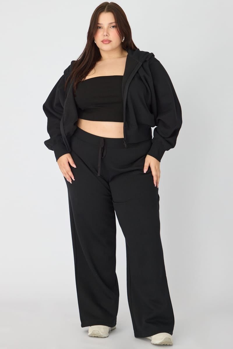 Black Zip Up Crop Hoodie for YouandAll Fashion