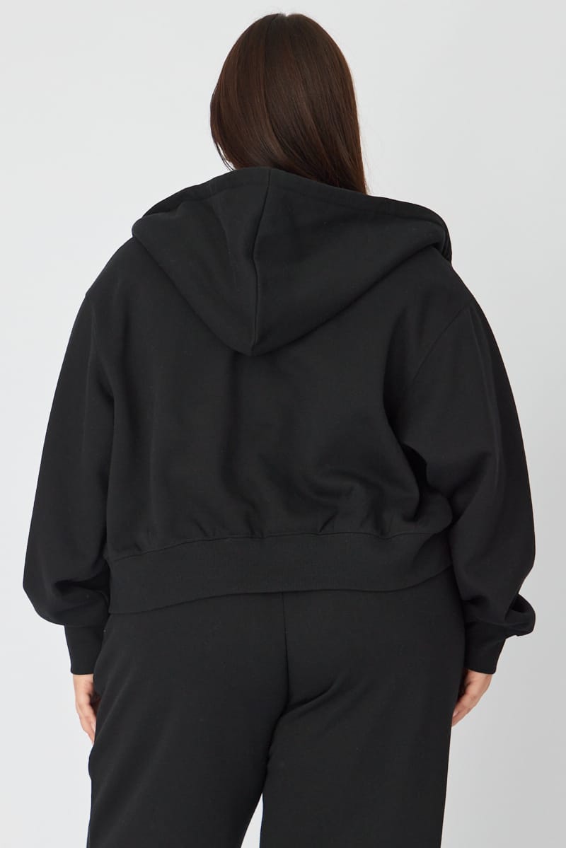 Black Zip Up Crop Hoodie for YouandAll Fashion