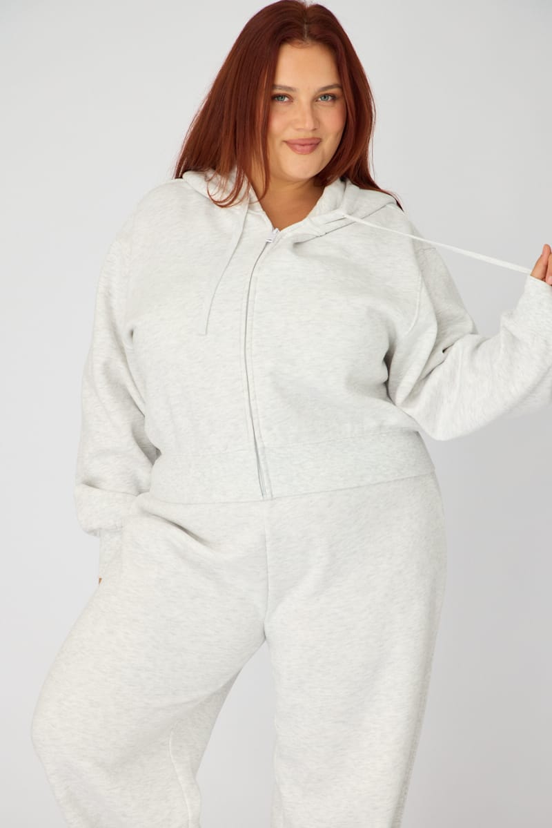 Grey Zip Up Crop Hoodie for YouandAll Fashion