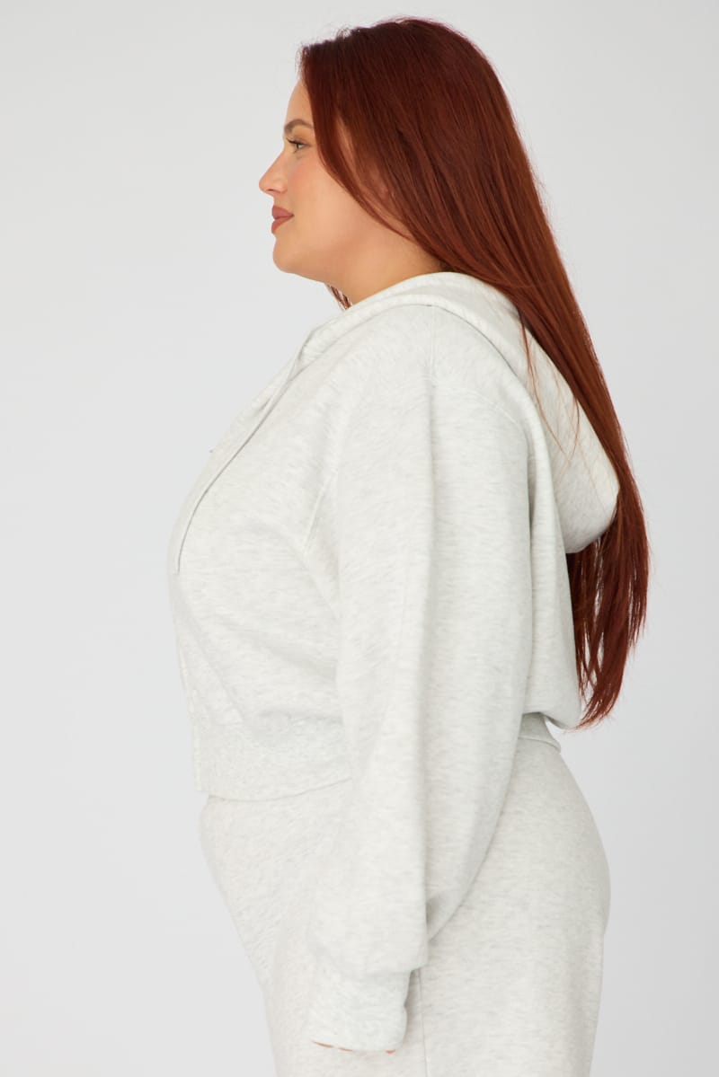 Grey Zip Up Crop Hoodie for YouandAll Fashion